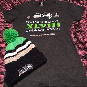 Seattle Seahawks t-shirt/beanie bundle.